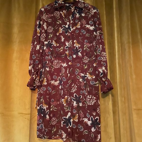 EUC Zara sheer floral shirtdress - Picture 2 of 4